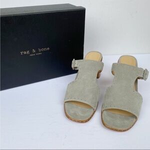 NWT Rag & Bone Matteo Mule Light Grey (Gray) Suede Sandal Shoes Size Euro 41